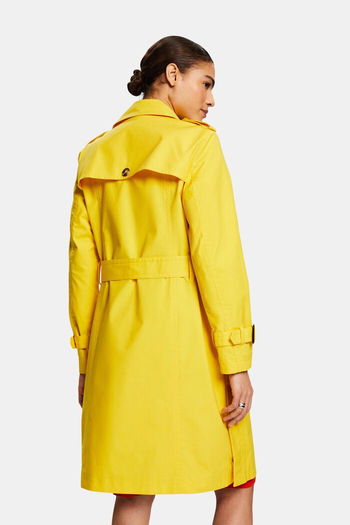 Belted Double-Breasted Trench Coat, YELLOW, detail image number 3