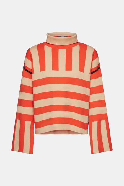 Mixed stripe knit jumper with roll neck
