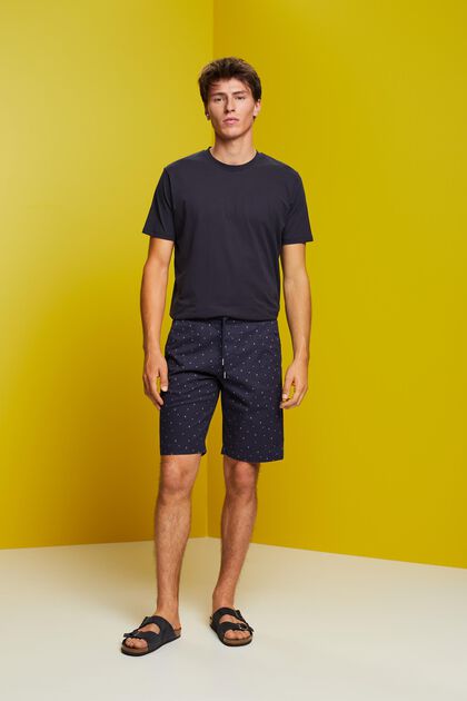 Patterned pull-on shorts, stretch cotton