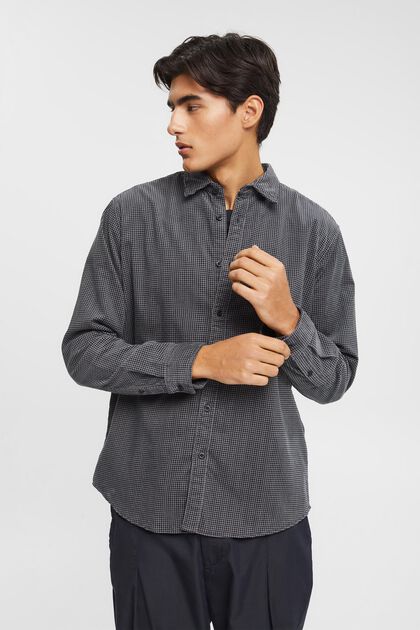 Corduroy shirt with houndstooth pattern