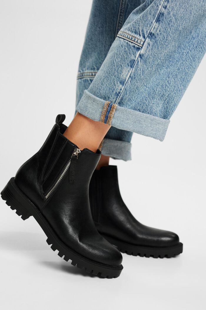 Vegan: faux leather ankle boots, BLACK, detail image number 1