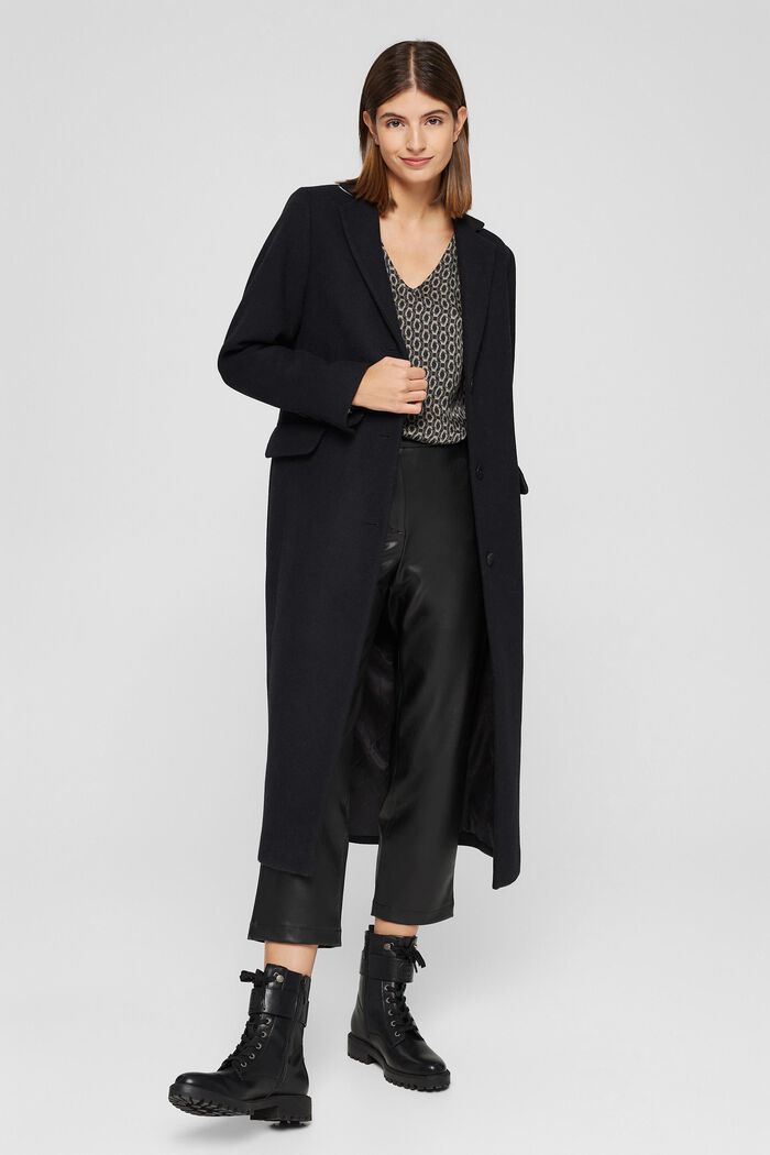 Printed satin blouse, LENZING™ ECOVERO™, BLACK, detail image number 1