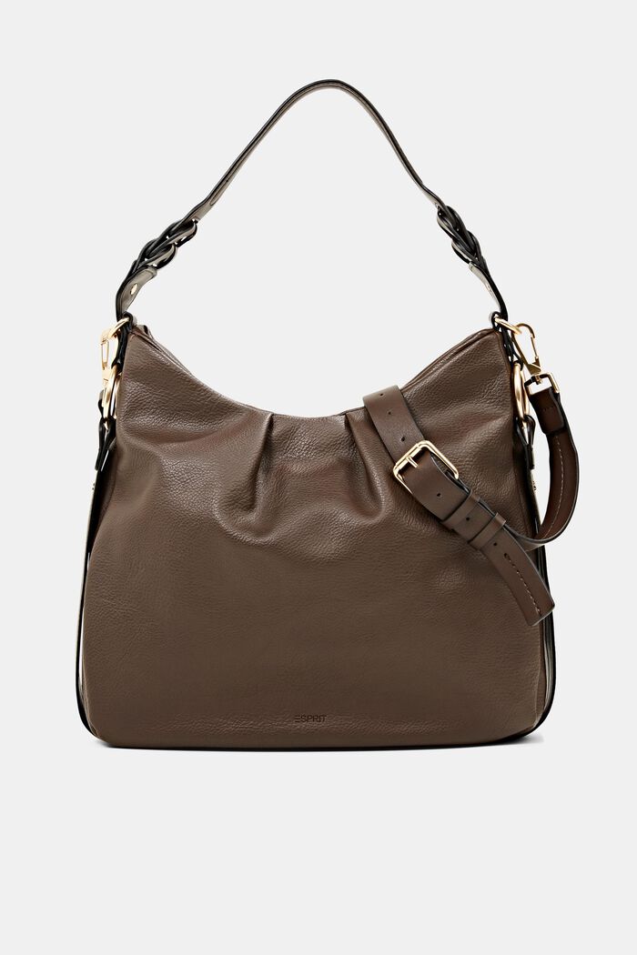 Faux leather shoulder bag with gathers