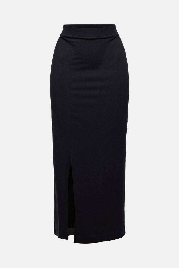 Jersey midi skirt, organic cotton, BLACK, detail image number 6