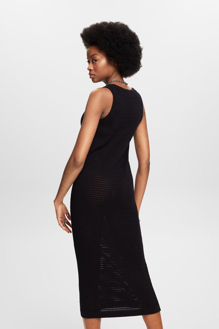 Sleeveless Pointelle Midi Dress, BLACK, detail image number 2