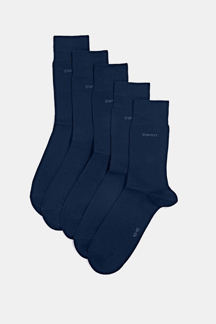 Pack of 5 socks, blended organic cotton, MARINE, detail image number 0