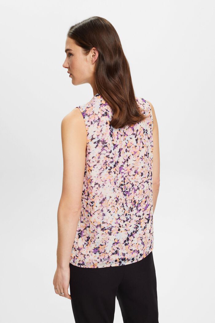 Chiffon crêpe top with floral pattern, LILAC, detail image number 3