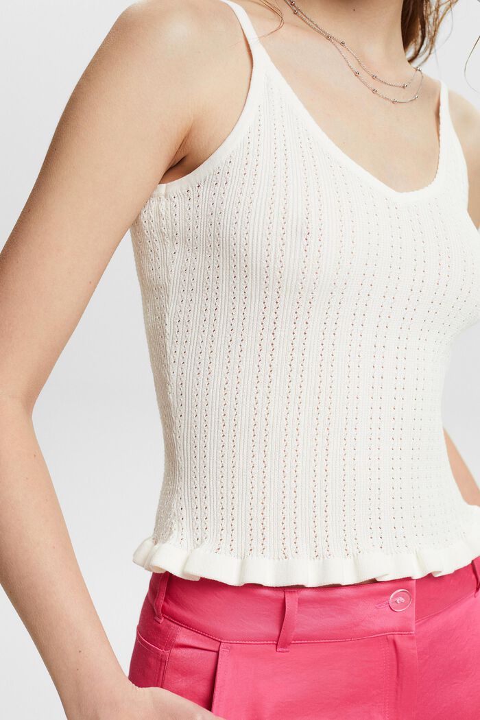 Pointelle Knit Tank Top, OFF WHITE, detail image number 3