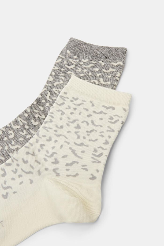 2-Pack Printed Cotton Socks, CREME/GREY, detail image number 2
