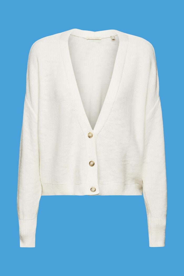 Knitted cotton cardigan, OFF WHITE, detail image number 6