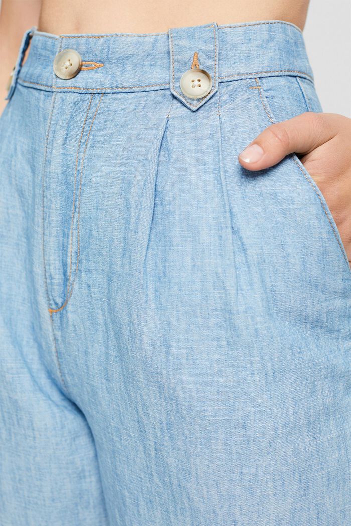 Linen blend: denim-style culottes, BLUE LIGHT WASHED, detail image number 0