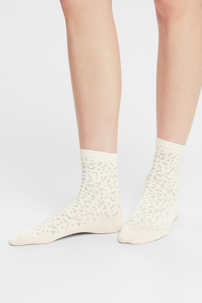 2-Pack Printed Cotton Socks, CREME/GREY, detail image number 1