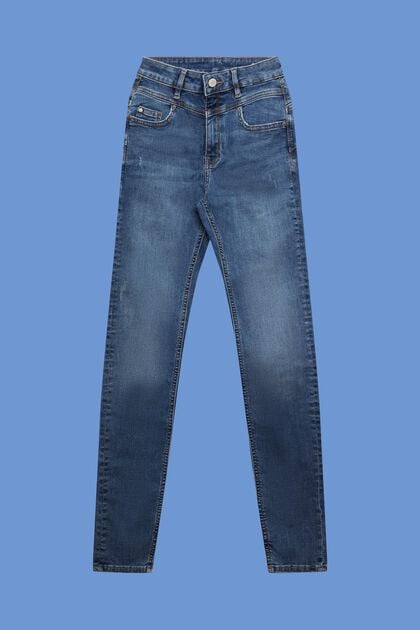Shaping jeans with a high waistband, BLUE MEDIUM WASHED, overview