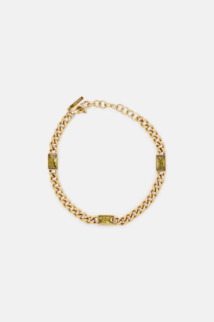 Link Zirconia Bracelet, GOLD, detail image number 0