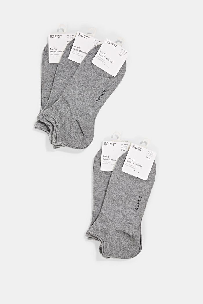 Pack of 10 pairs of trainer socks, blended organic cotton, LIGHT GREY MELANGE, detail image number 0