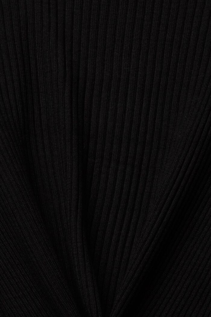Ribbed Handkerchief Hem Cardigan, BLACK, detail image number 4