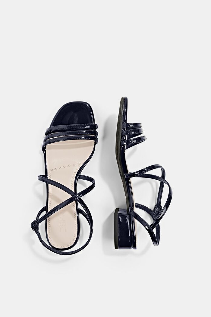 Strappy sandals made of faux patent leather, NAVY, detail image number 4