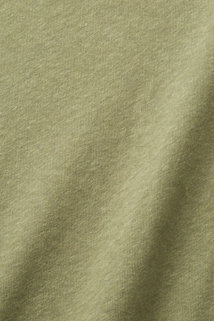 Cotton and linen blended t-shirt, LIGHT KHAKI, detail image number 5
