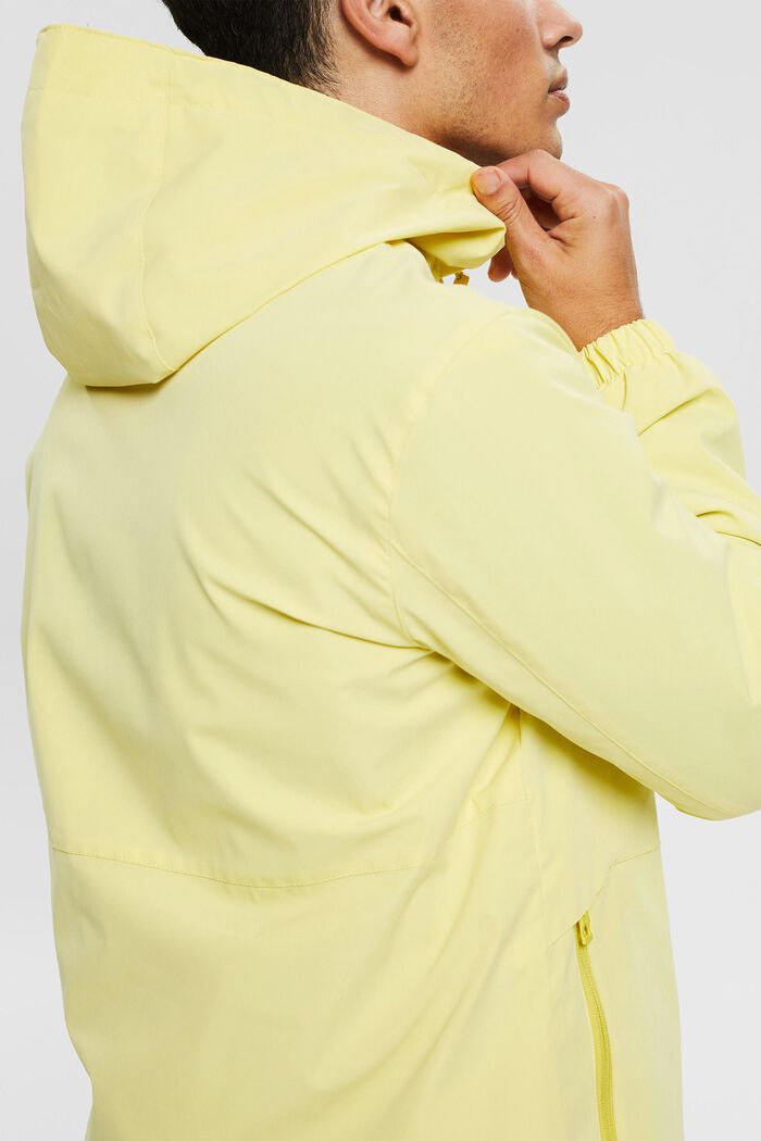 Hooded outdoor jacket made of recycled material, YELLOW, detail image number 5
