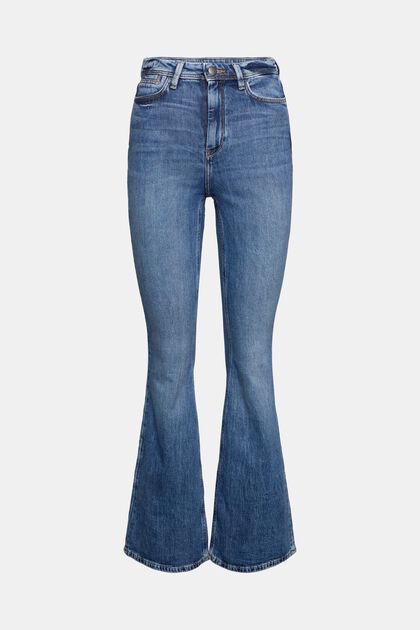 Flared, high-waisted denim jeans