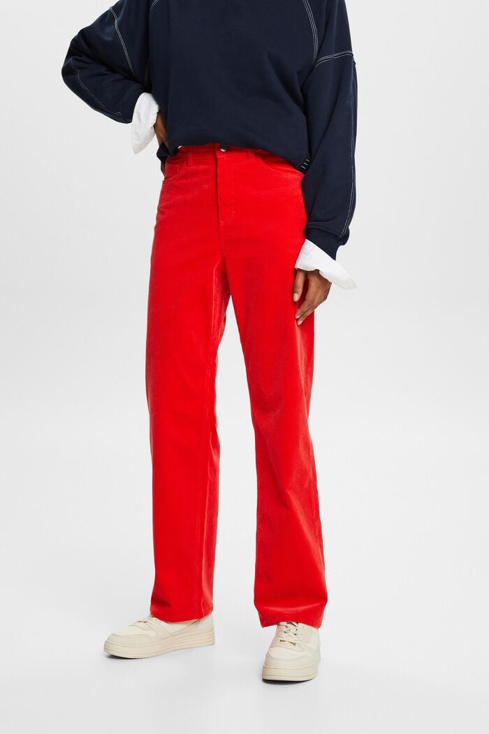 High-Rise Straight Fit Corduroy Trousers, RED, detail image number 0