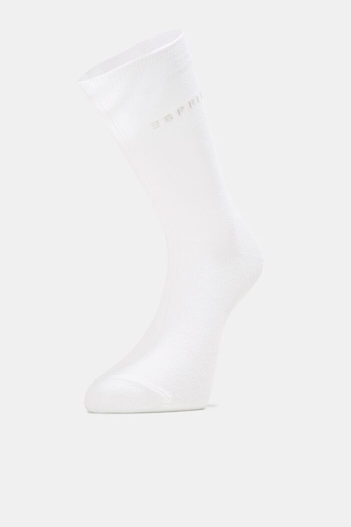 2-pack of socks with knitted logo, organic cotton, WHITE, detail image number 0