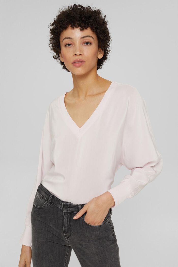 Blouse with LENZING™ ECOVERO™, LIGHT PINK, detail image number 0
