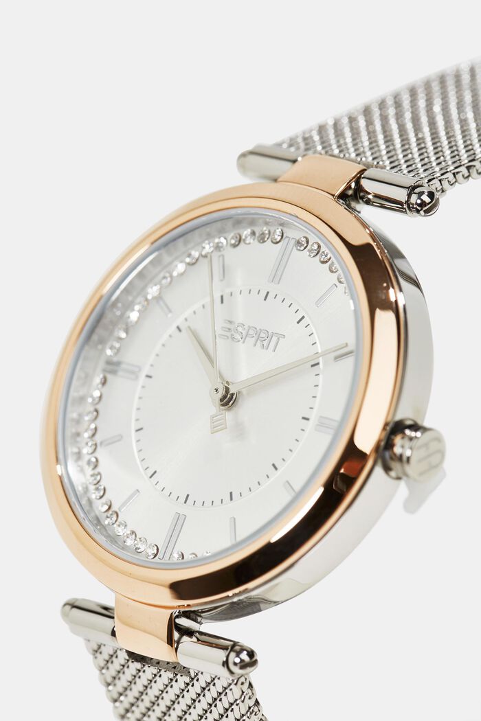 Stainless-steel watch with zirconia and a mesh strap
