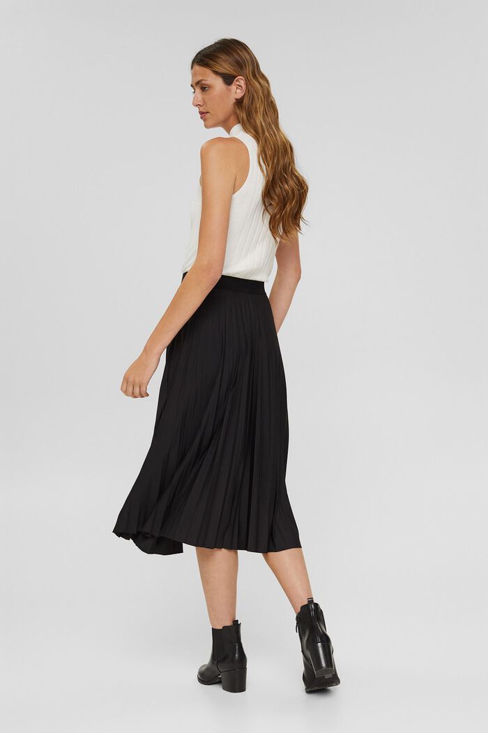 Pleated skirt with elasticated waistband, BLACK, detail image number 3