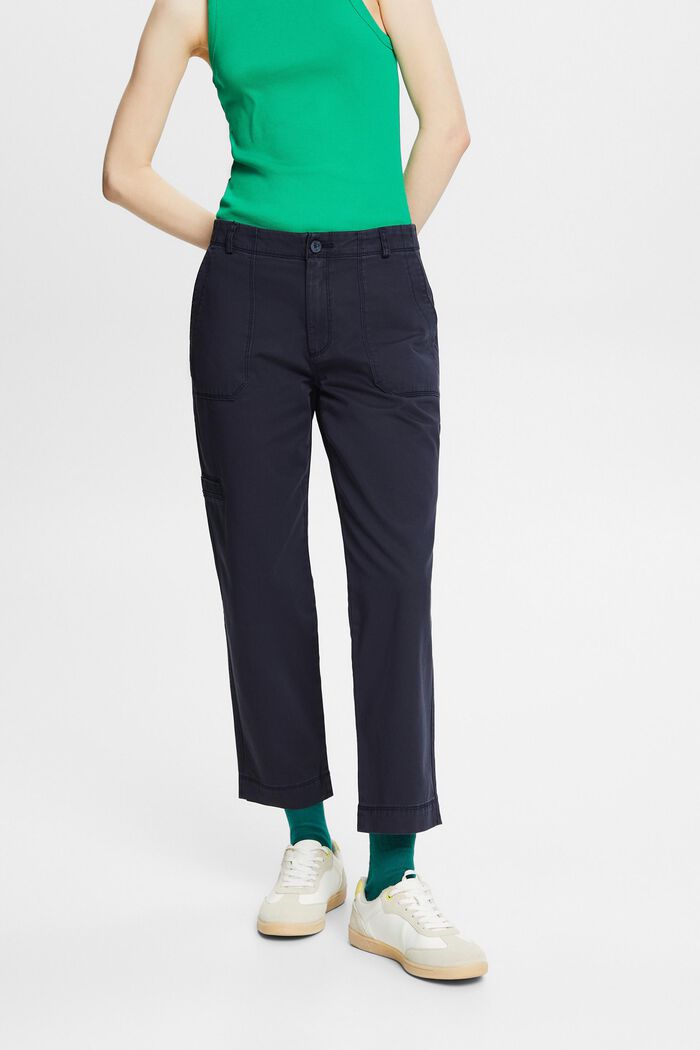 Capri trousers in pima cotton, NAVY, detail image number 0