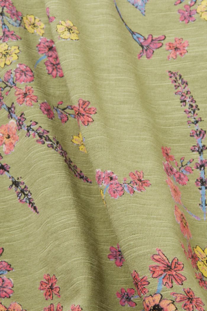 Cotton t-shirt with floral print, PISTACHIO GREEN, detail image number 5