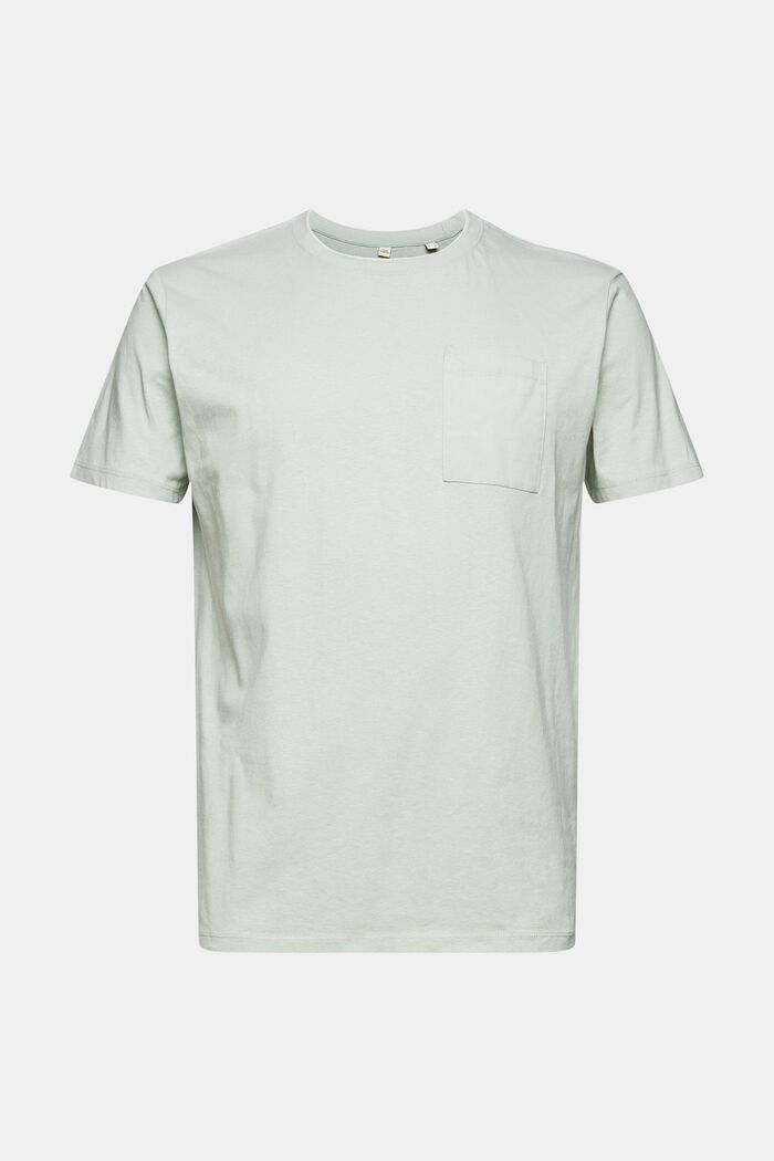 Linen blend: jersey T-shirt with a breast pocket