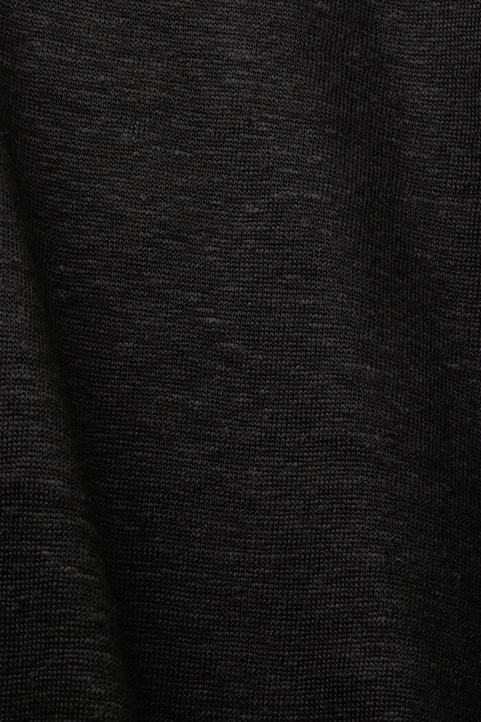 T-shirt with a polo collar, 100% linen, BLACK, detail image number 5
