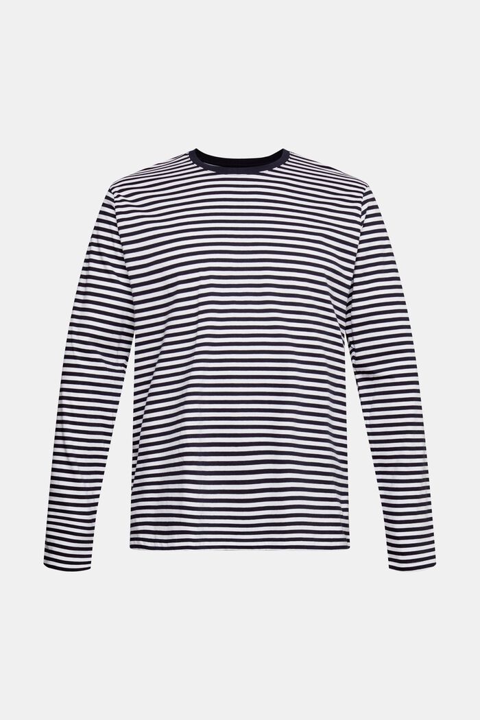 Long sleeve top with a striped pattern, NAVY, overview