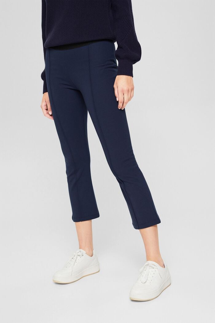 Recycled: cropped trousers in punto jersey, NAVY, detail image number 6