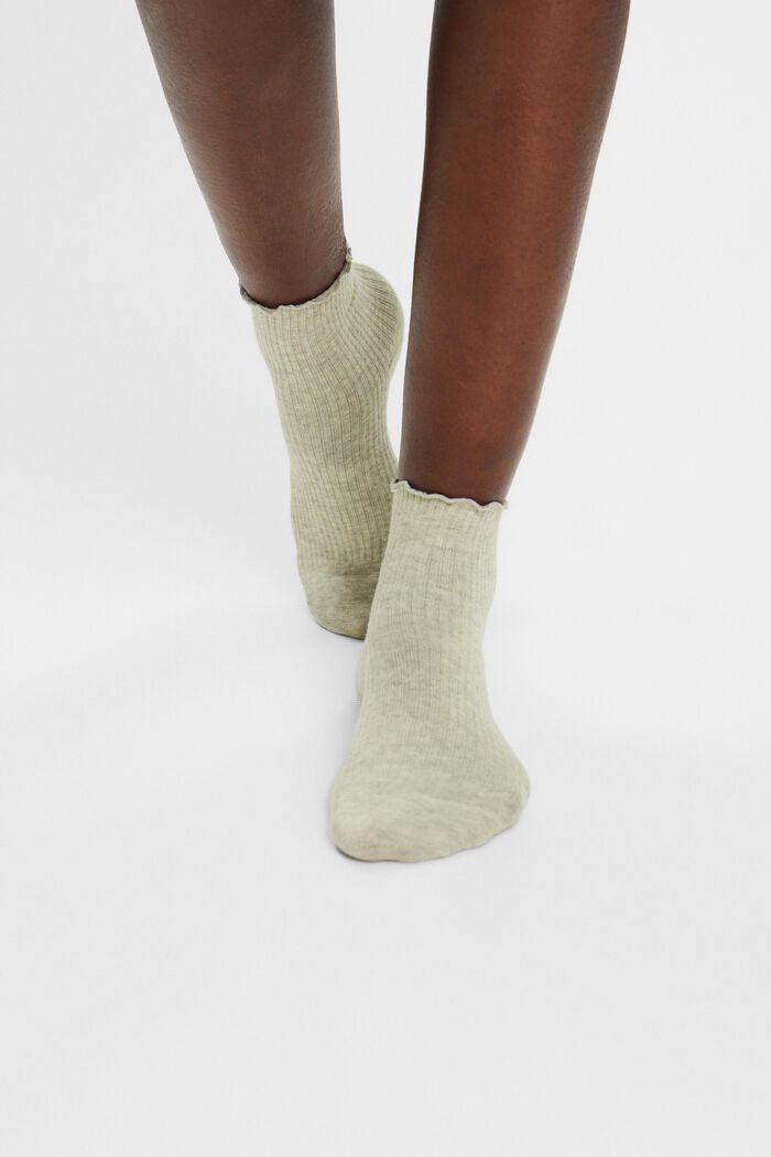 2-pack of socks with ruffled cuffs, organic cotton, BLACK/KHAKI, detail image number 2