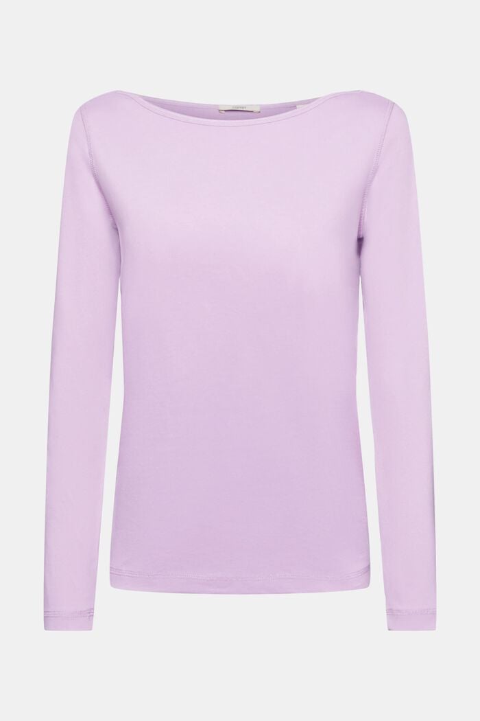 Long sleeved boat neck top, LILAC, detail image number 6