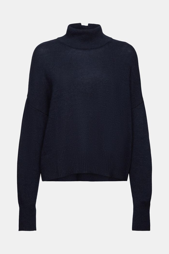 Wool-Blend Mockneck Sweater, NAVY, detail image number 6