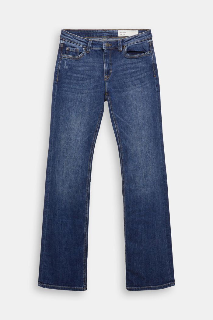 Super stretch jeans with organic cotton, BLUE DARK WASHED, detail image number 8