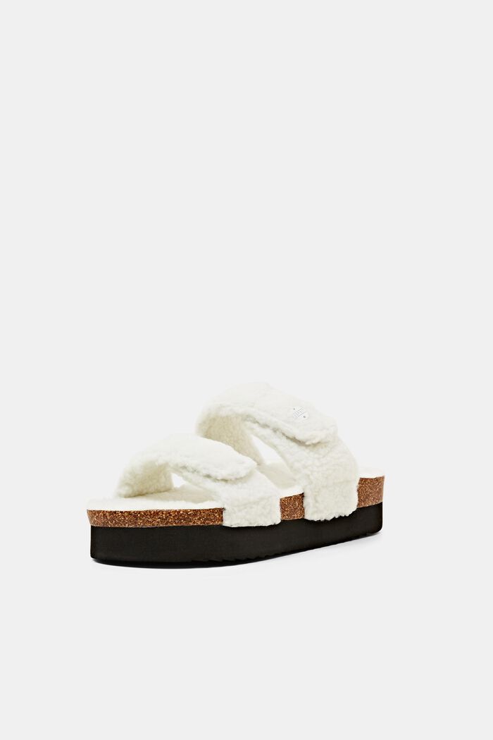 Faux Fur Velcro Slip-Ons, OFF WHITE, detail image number 2