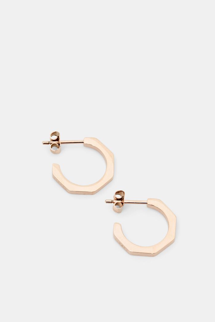 Angular hoop earrings, stainless steel