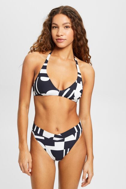 ESPRIT - Halterneck padded bikini top with retro print at our online shop