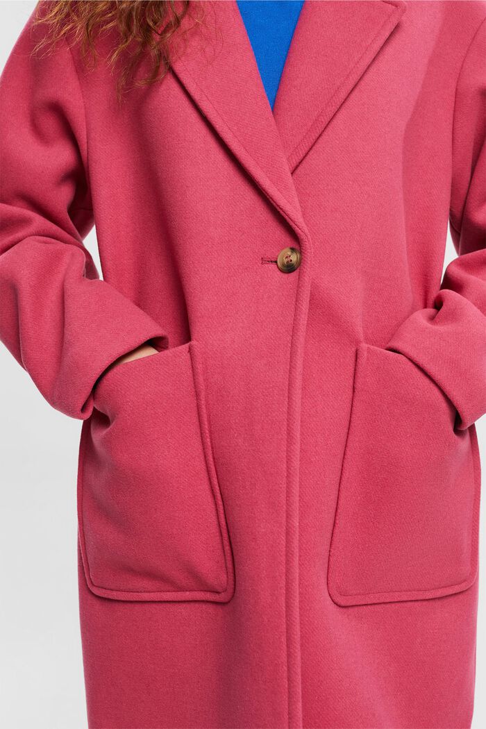 Wool blend coat, PINK FUCHSIA, detail image number 0
