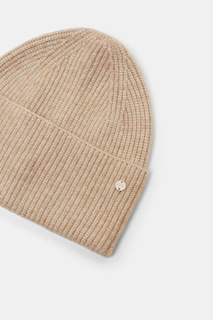 Ribbed-Knit Beanie, BEIGE, detail image number 1
