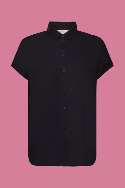Shirt blouse in 100% cotton, BLACK, overview