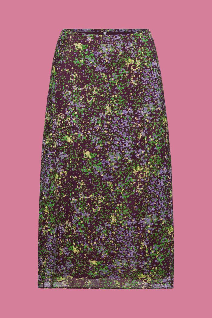 Patterned chiffon midi skirt, DARK PURPLE, detail image number 5