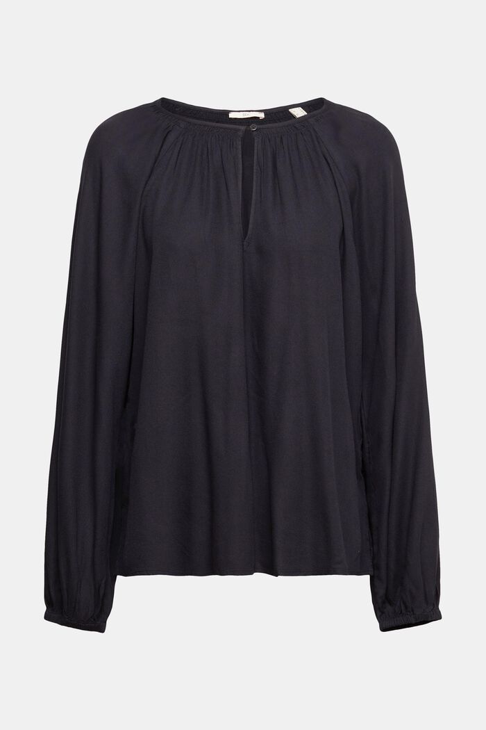 Flowing blouse, LENZING™ ECOVERO™, BLACK, detail image number 2