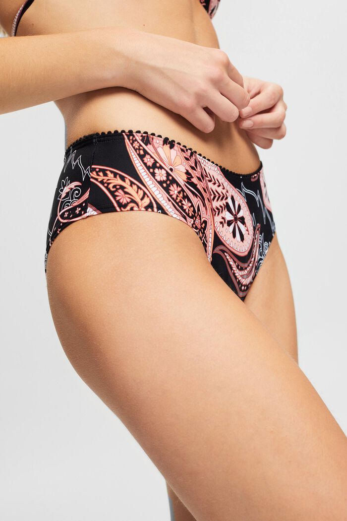 Made of recycled material: bikini shorts with a paisley print, BLACK, detail image number 2