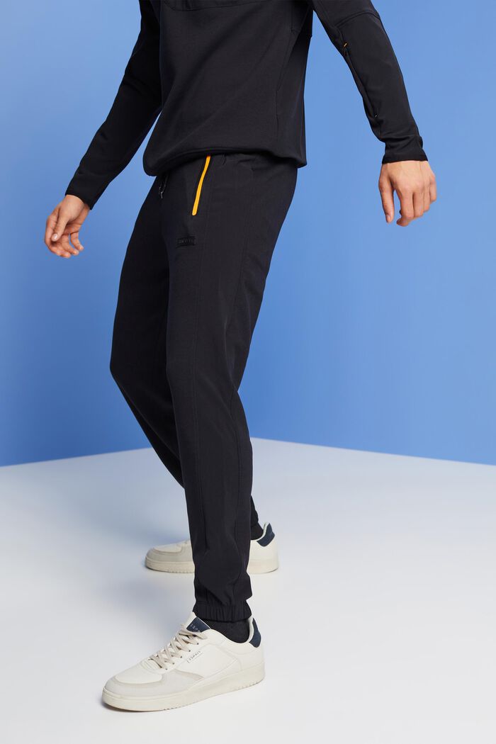 Contrast Zip Jogger Pants, BLACK, detail image number 0