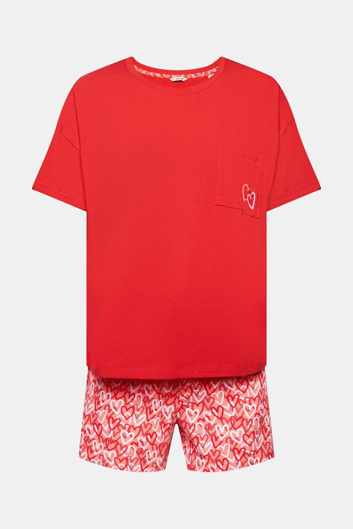 Pyjama set with heart print, RED, detail image number 5